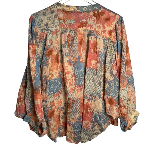 PILCRO Anthropologie The Sidney Batwing Womens size medium Blouse pretty print - Picture 5 of 9